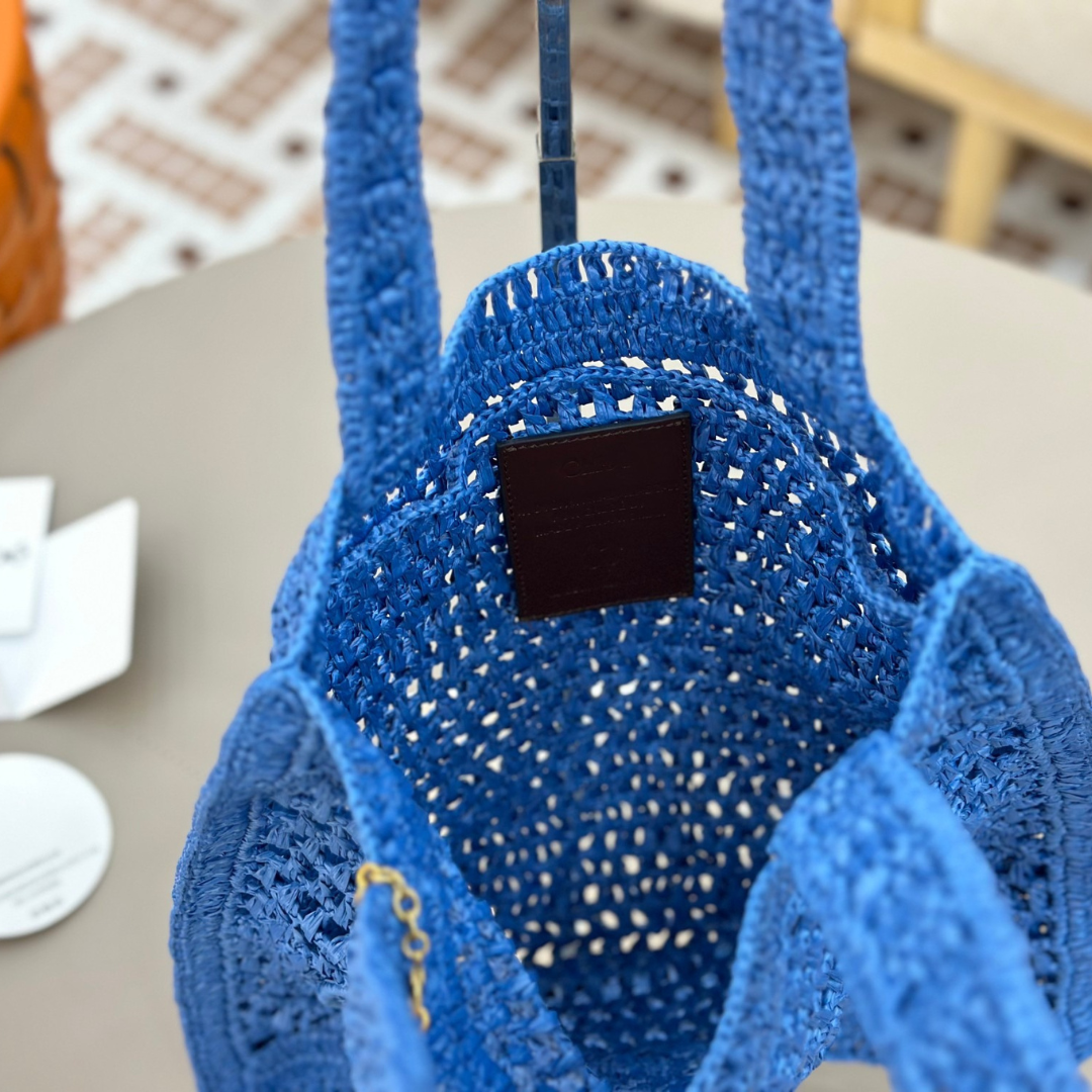 CHLOÉ SOMMER-BANANEN-TASCHE AUS RAPHIA