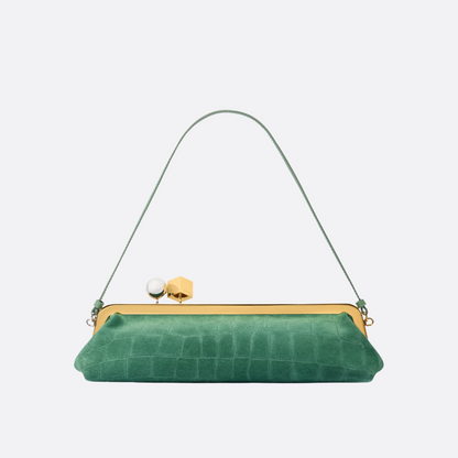 JACQUEMUS LE SALON CLUTCH AUS WILDLEDER MIT KROKO-EFFEKT