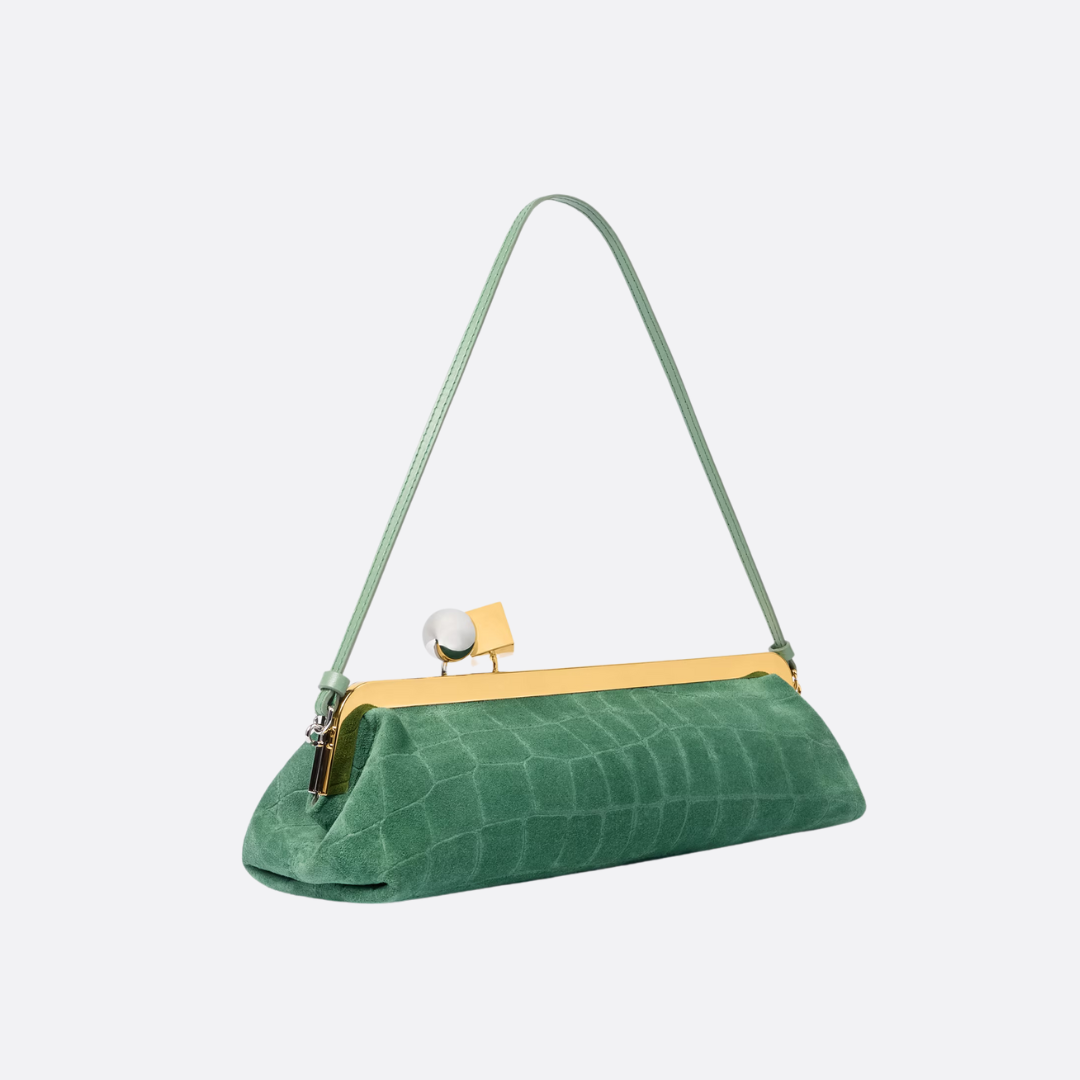 JACQUEMUS LE SALON CLUTCH AUS WILDLEDER MIT KROKO-EFFEKT