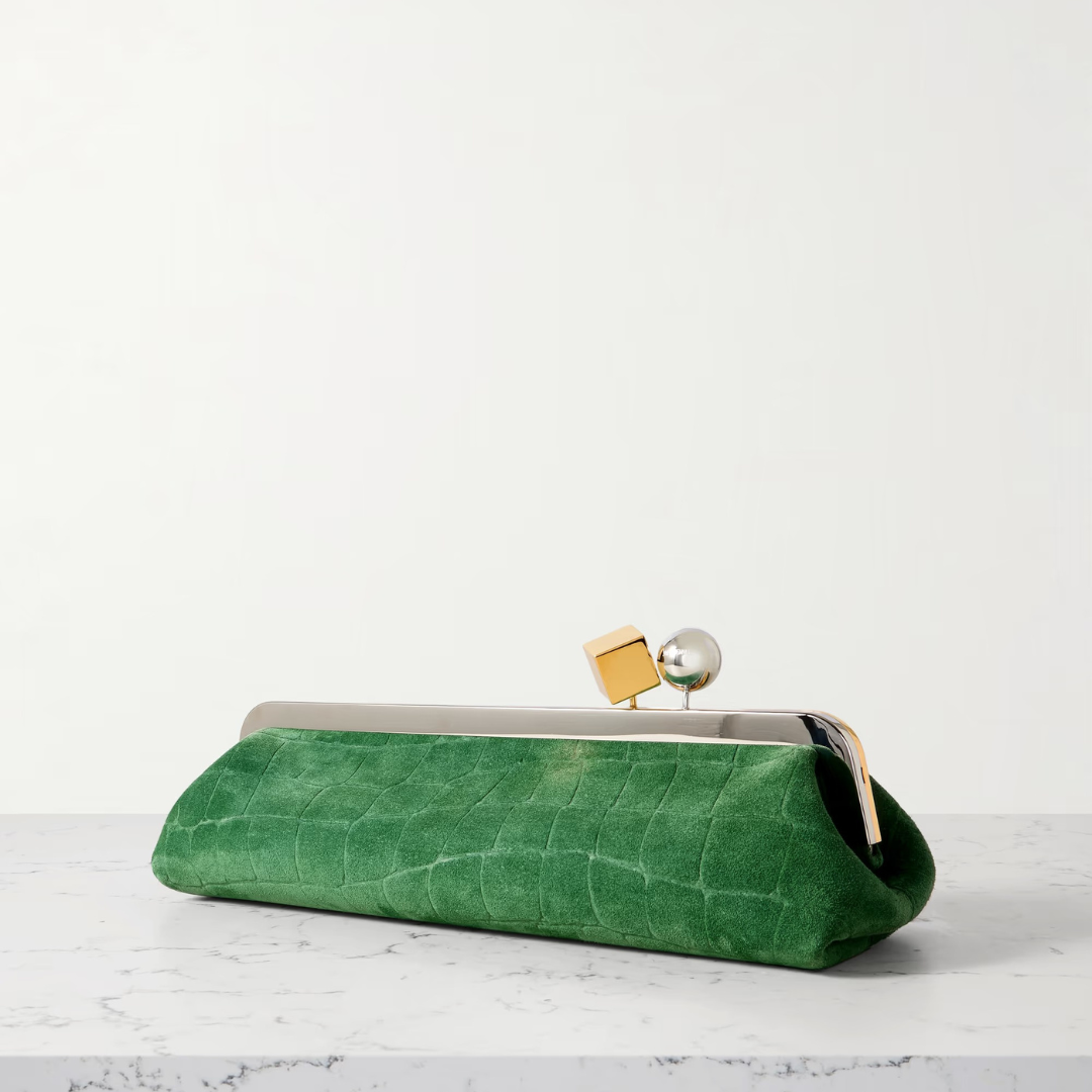 JACQUEMUS LE SALON CLUTCH AUS WILDLEDER MIT KROKO-EFFEKT