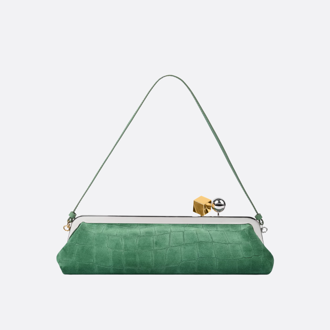 JACQUEMUS LE SALON CLUTCH AUS WILDLEDER MIT KROKO-EFFEKT