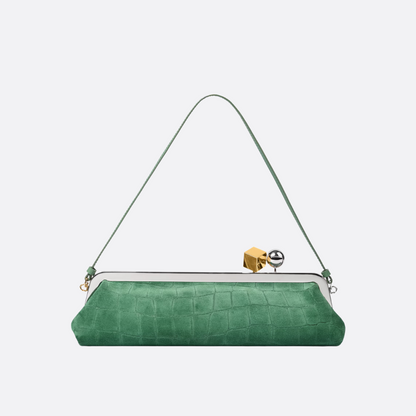 JACQUEMUS LE SALON CLUTCH AUS WILDLEDER MIT KROKO-EFFEKT