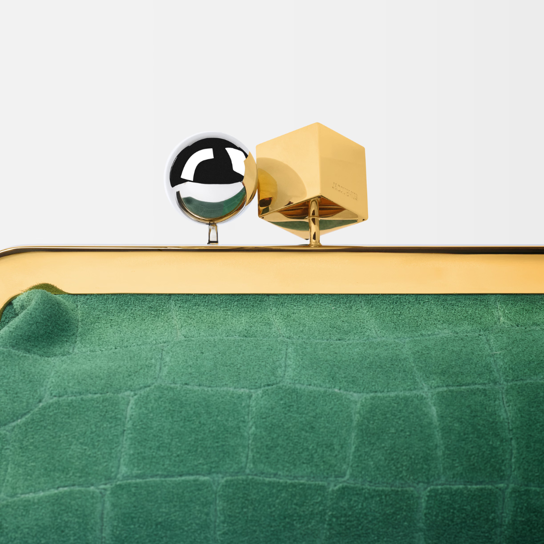 JACQUEMUS LE SALON CLUTCH AUS WILDLEDER MIT KROKO-EFFEKT