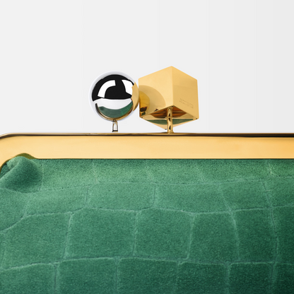 JACQUEMUS LE SALON CLUTCH AUS WILDLEDER MIT KROKO-EFFEKT