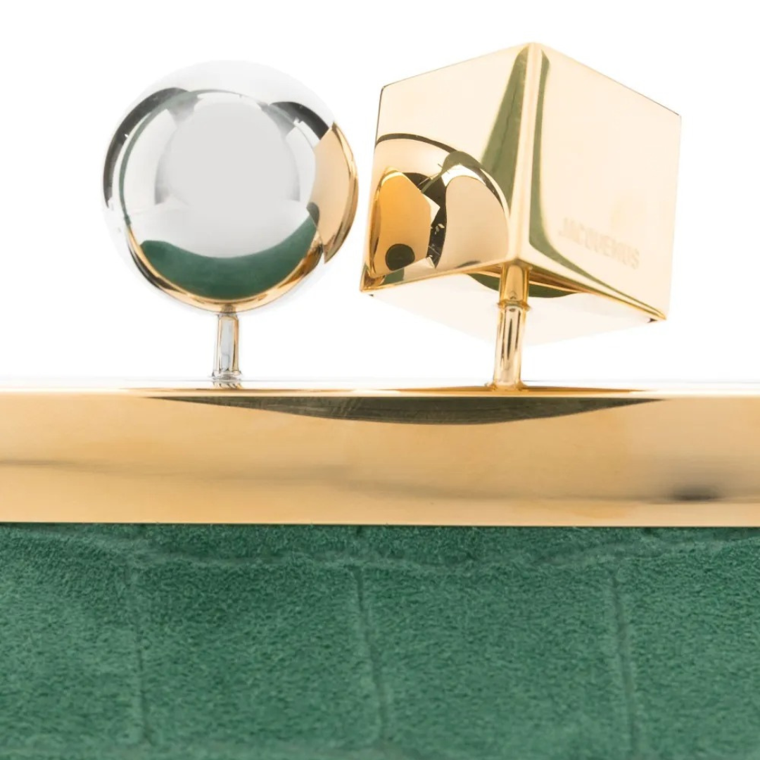 JACQUEMUS LE SALON CLUTCH AUS WILDLEDER MIT KROKO-EFFEKT